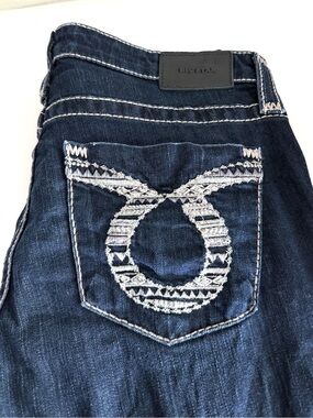 Womens Big Star Maddie Boot Jeans size 30 Dark Blue Wash Thick Stitch Mid Rise